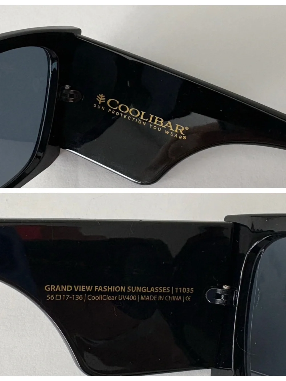 Coolibar Grandview Fashion Sunglasses Black CooliClear UV400 Lens Technology NEW
